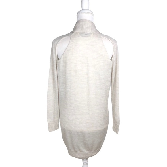 All Saints cut-out shoulder drape open cardigan sweater 4 gray cream wool - Picture 7 of 16